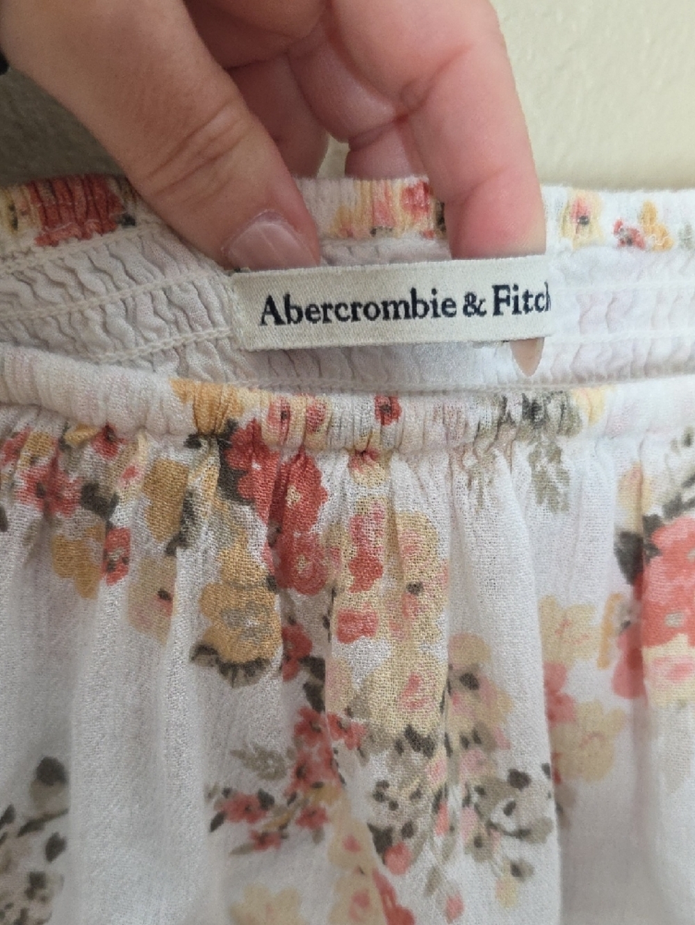 Abercrombie & Fitch White Floral Maxi Dress with Peach and Green Print - Picture 3 of 12